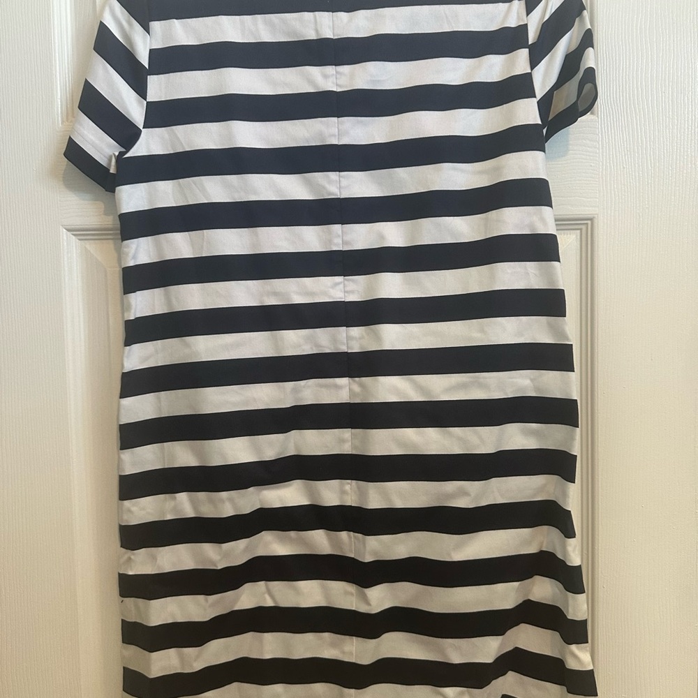 Draper James Blue and White Flutter Sleeve Sheath Dress - Picture 2 of 3